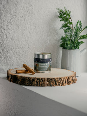 Orange & Cinnamon Scented Christmas Candle Tin - St Eval