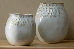Anjuna Reactive Glaze Ceramic Vase - Off White