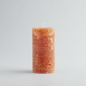 Orange & Cinnamon Gold Marbled Pillar Candle - St Eval