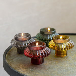 Amber Duo Glass Candleholder