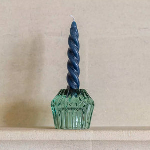 Glass Candleholder Duo Green