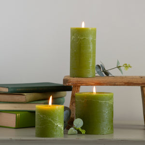 Rustic Pillar Candle Fern Green - Pillar Candle