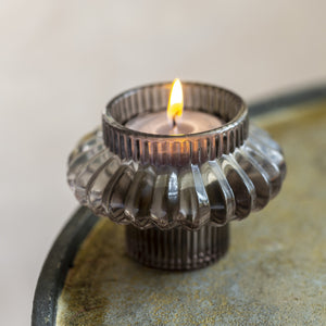 Duo Glass Candleholder - Grey