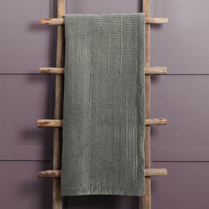 Haze Velvet Quilted Throw- Steel