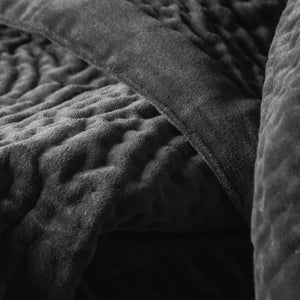 Haze Velvet Quilted Throw- Steel