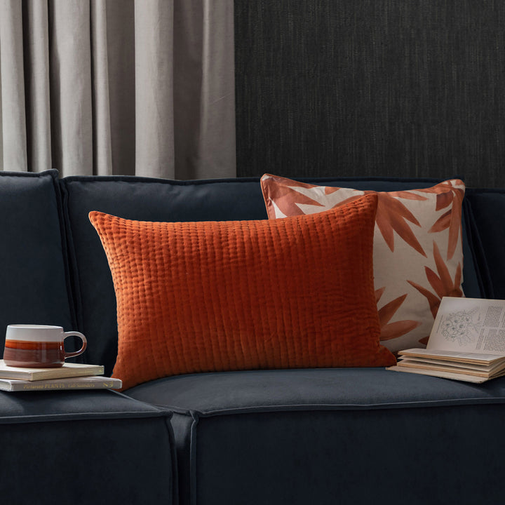 Haze Embroidered Feather Cushion - Sunset