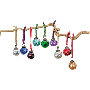 Mini Textured Baubles with Sari Loops Bag of 9