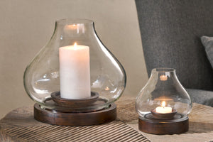Naryla Mango Wood Lantern - Dark wood