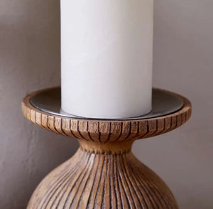 Omari Mango Wood Candlestick - small