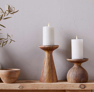 Omari Mango Wood Candlestick - small