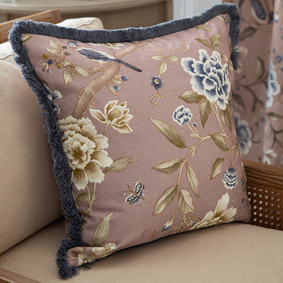 Sanderson Porcelain Garden Chenille Cushion - Blush