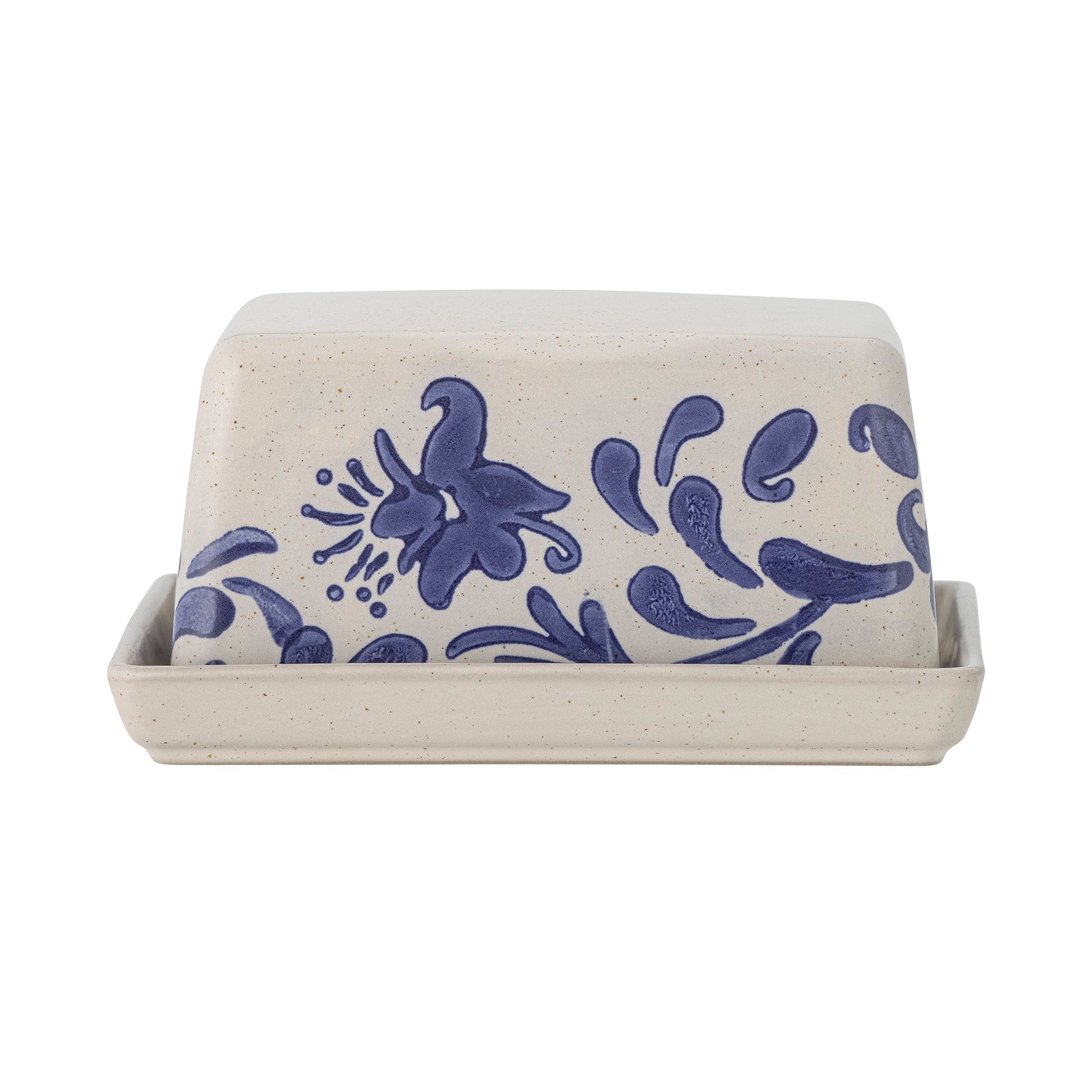 Petunia Butter Dish , Blue Stoneware