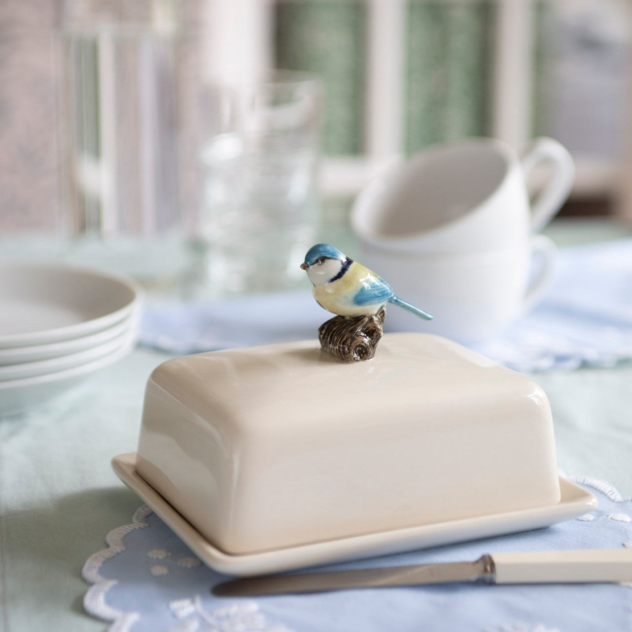 NEW Blue Tit Butter Dish - Quail Ceramics