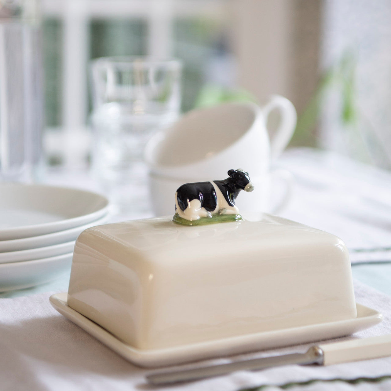 New Quail Friesian Cow Butter Dish