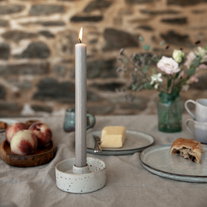 White Speckle 7/8” Candle Holder - St Eval Dinner Candle holder