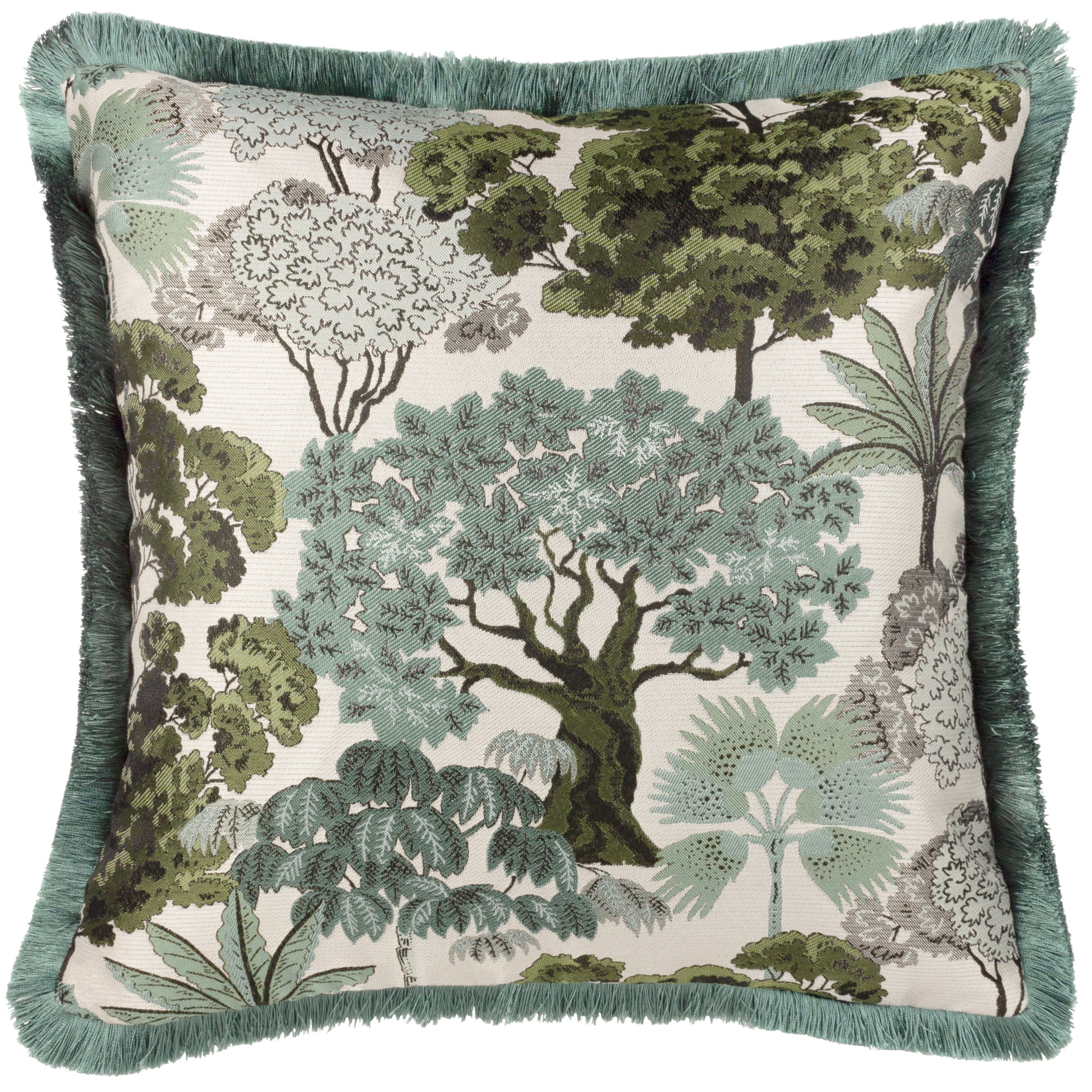 Woodlands Cushion Green - Feather Filled