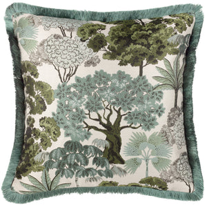 Woodlands Cushion Green - Feather Filled