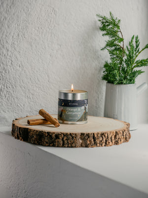 Orange & Cinnamon Scented Christmas Candle Tin - St Eval