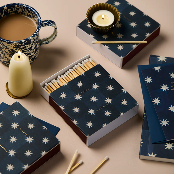Navy Star Square Matchbox  by Wanderlust Paper Co.