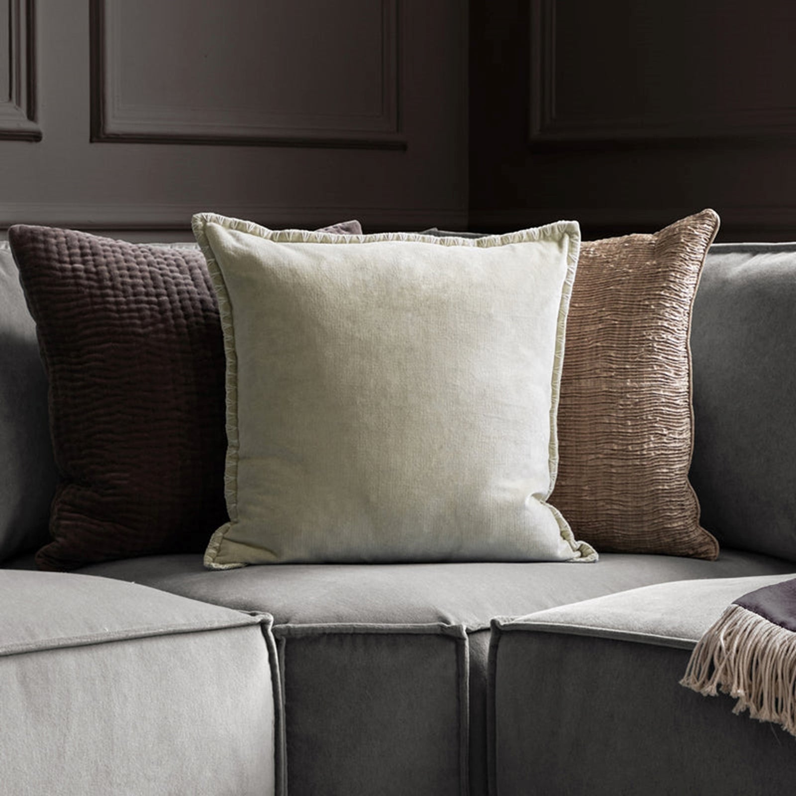 Stitch Embroidered Cushion - Quartz