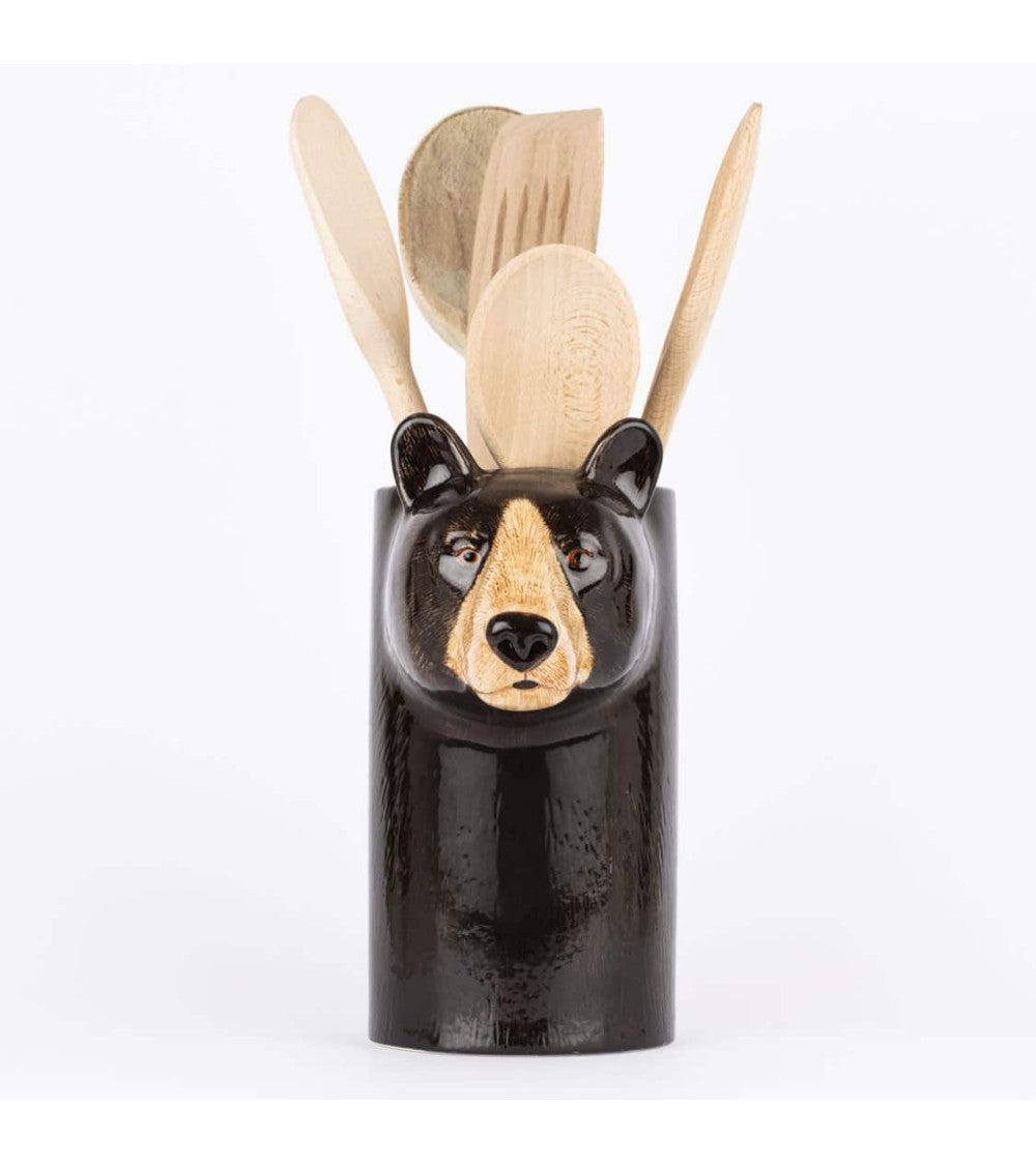 Black Bear Ceramic Utensil Holder