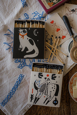 Black Spotted Kitten | Square - Safety Matches