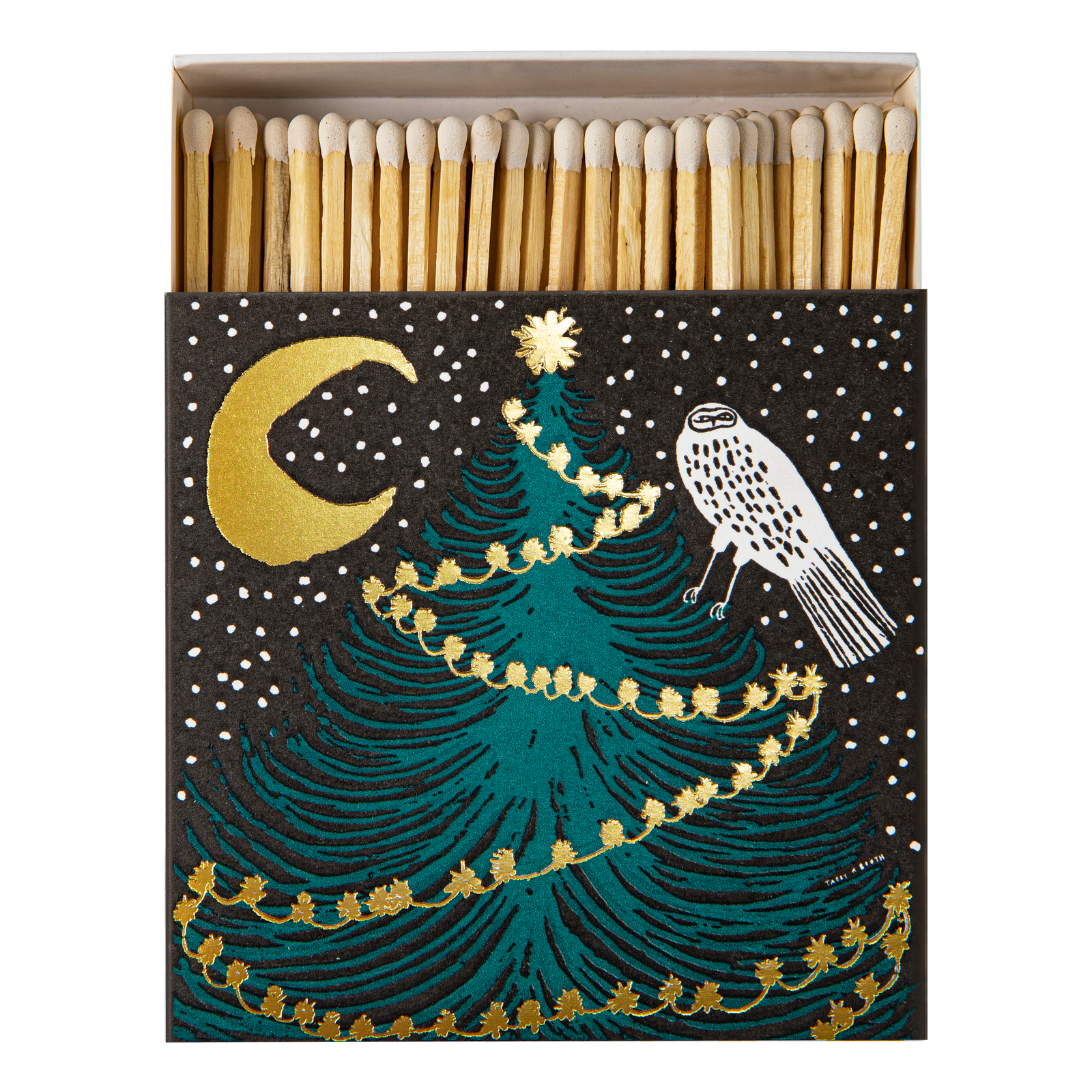 Archivist Owl, Moon and Tree Matches | Square - Safety Matches