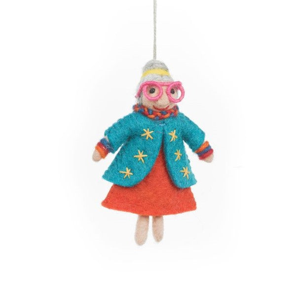 Handmade Felt Groovy Grannies Hanging Decoration
