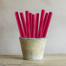 Rustic Dinner Candles Fuchsia - bundle of 6