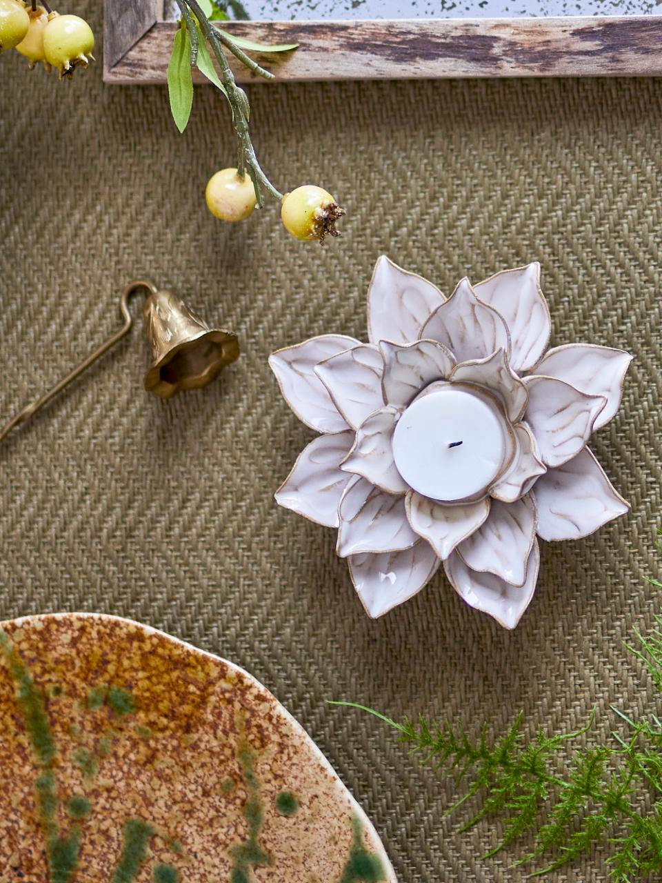 Eira Candle Votive, Nature, Stoneware