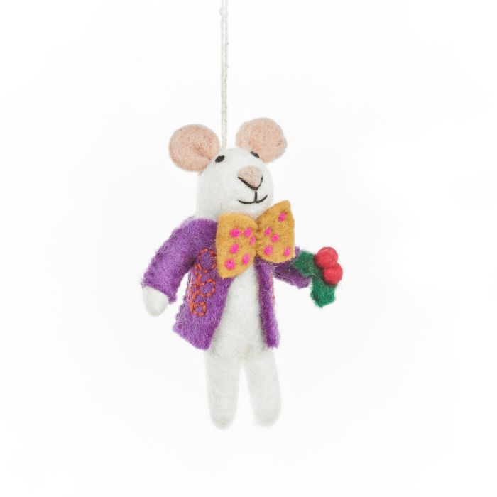 Felt so Good Jingle Whiskers Christmas Mouse Hanging Decoration