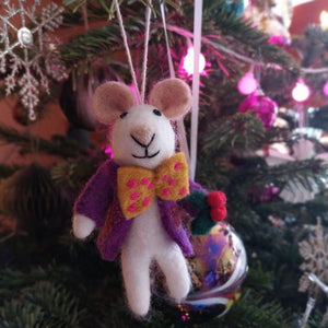 Felt so Good Jingle Whiskers Christmas Mouse Hanging Decoration