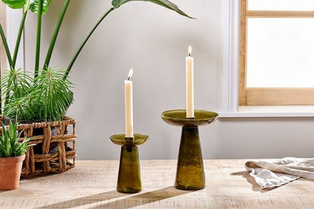 Avyn Recycled Glass Candle Holder - Forest Green