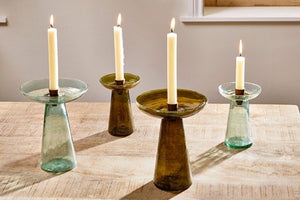 Avyn Recycled Glass Candle Holder - Forest Green