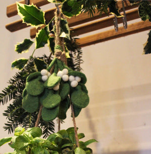 Handmade Felt Biodegradable Mistletoe Sprig Christmas Hanging Decoration