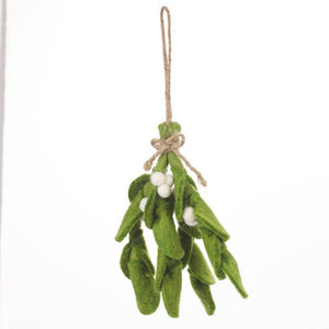 Handmade Felt Biodegradable Mistletoe Sprig Christmas Hanging Decoration