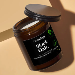 Osmology by Aery Black Oak Scented Candle Jar - Cedarwood Cardamon and Nutmeg