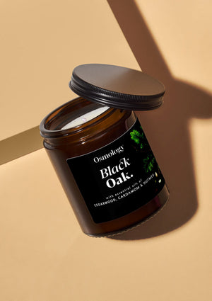 Osmology by Aery Black Oak Scented Candle Jar - Cedarwood Cardamon and Nutmeg