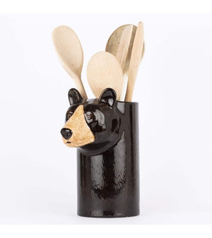 Black Bear Ceramic Utensil Holder