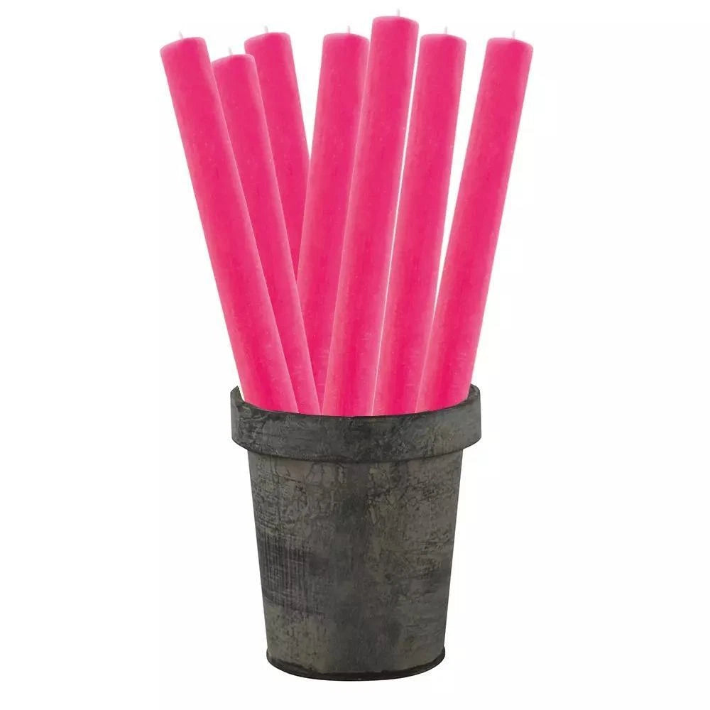 Rustic Dinner Candles Fuchsia - bundle of 6