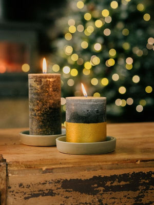 Winter Thyme Gold Half Dipped Pillar - St Eval
