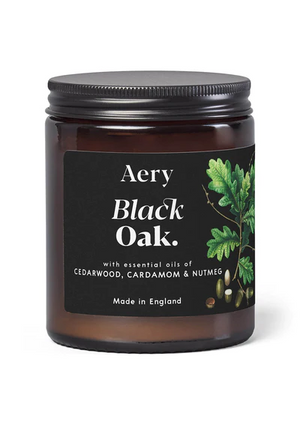 Aery Black Oak Scented Candle Jar - Cedarwood Cardamon and Nutmeg