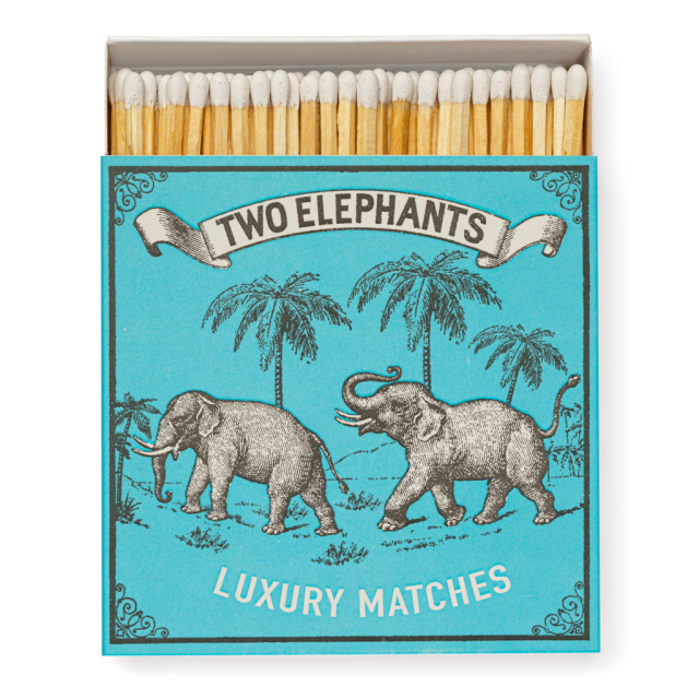 Two Elephants - Square Matchbox - Archivist