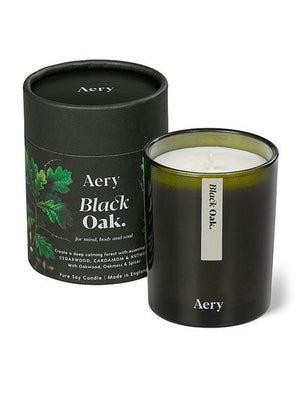 Aery Black Oak Scented Candle, Cedarwood Cardamom and Nutmeg