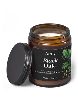 Aery Black Oak Scented Candle Jar - Cedarwood Cardamon and Nutmeg