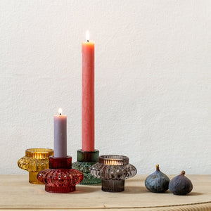 Duo Glass Candleholder - Plum