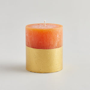 Orange & Cinnamon Gold Half-Dipped Pillar Candle - St Eval