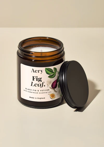 Aery Fig Leaf Scented Jar Candle - Black Fig Vetiver and Cedarwood