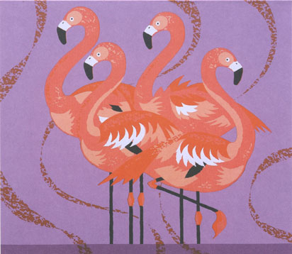 Flamingo Fandango Greetings Card - Canns Down Press