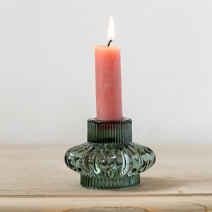 Duo Glass Candleholder - Green